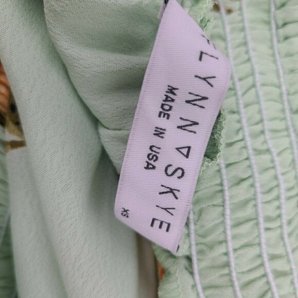 New Flynn Skye Athens Top Womens XS Mint Gatherings Floral Off Shoulder Ruffle - Picture 6 of 7